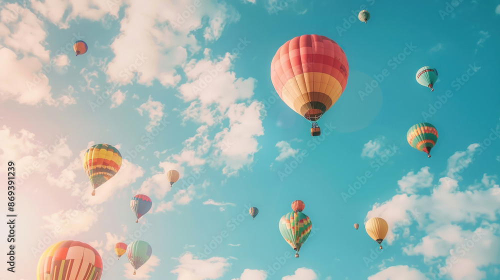 Obraz premium Colorful hot air balloons in a bright sky