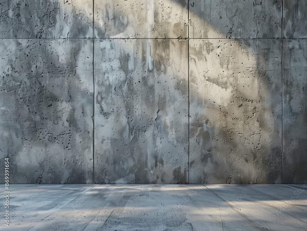 Fototapeta premium Abstract Concrete Wall and Floor, Industrial Urban Texture, Grey Tones, with Copy Space