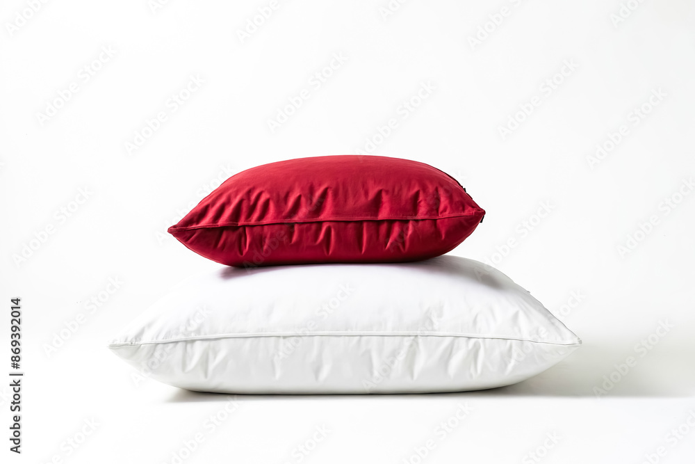 Red and White Pillows on White Background Red and White Pillows on White Background