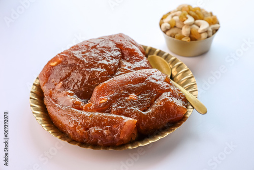 Tirunelveli Halwa India sweet for Diwali Pongal festival made with wheat flour and ghee a famous South Indian Sweet  photo