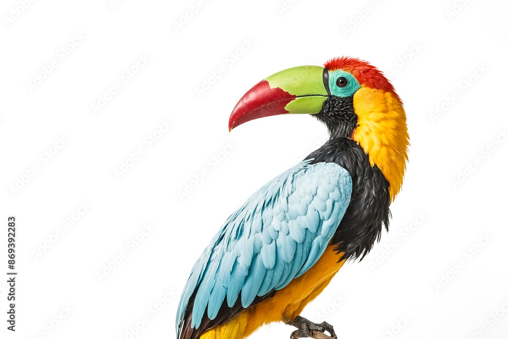 Colorful Toucan with Large Beak Isolated on White Background Colorful Toucan with Large Beak Isolated on White Background