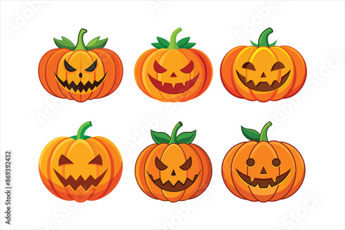 Pumpkin Halloween illustration set