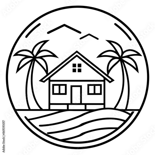 Beachfront paradise vector logo