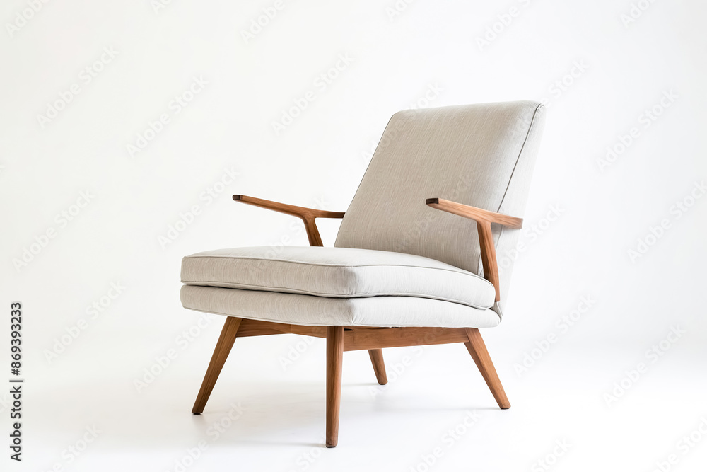 White Armchair with Wooden Legs White Armchair with Wooden Legs