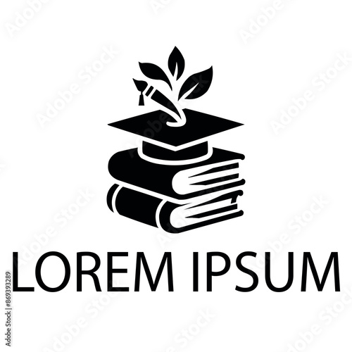 a black education logo on white simple background