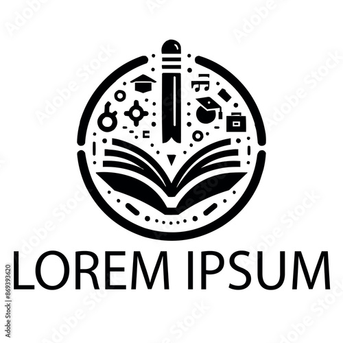 a black education logo on white simple background