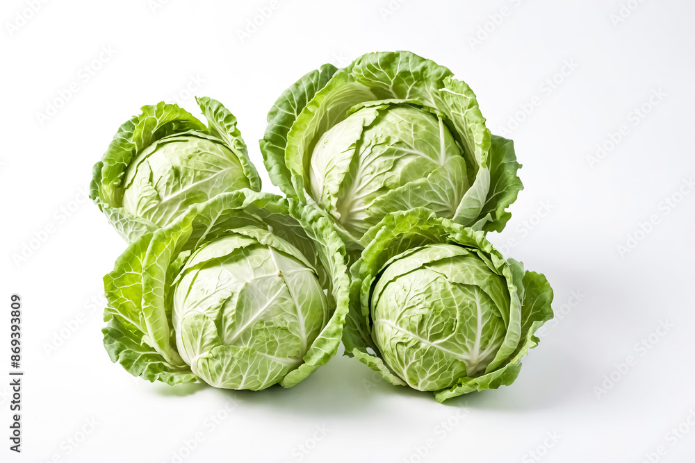 Fototapeta premium Fresh Green Cabbages Isolated on White Background