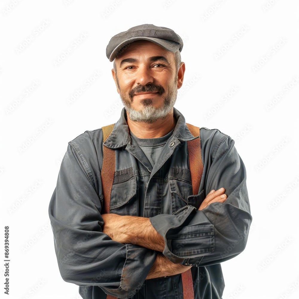 professional smiling Janitor standing isolated on white background, looking directly at the camera with an attentive expression professional smiling Janitor standing isolated on white background, looking directly at the camera with an attentive expression