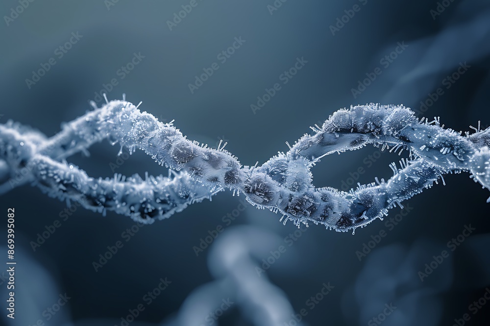 Chromosome structure, close-up, metallic silver, minimalist, dramatic lighting, Magnum photo style Chromosome structure, close-up, metallic silver, minimalist, dramatic lighting, Magnum photo style