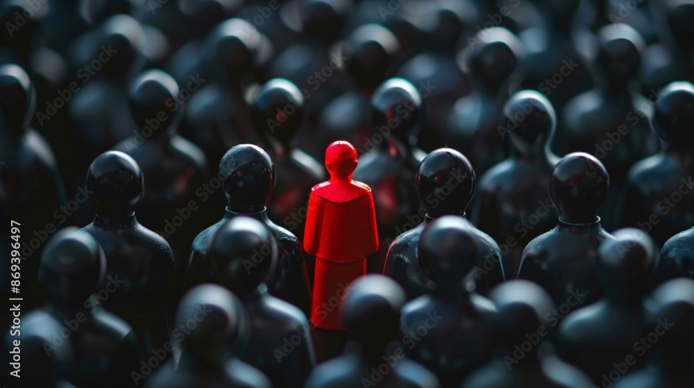 Red pawn standing out from the crowd. Leadership concept. Red pawn standing out from the crowd. Leadership concept.