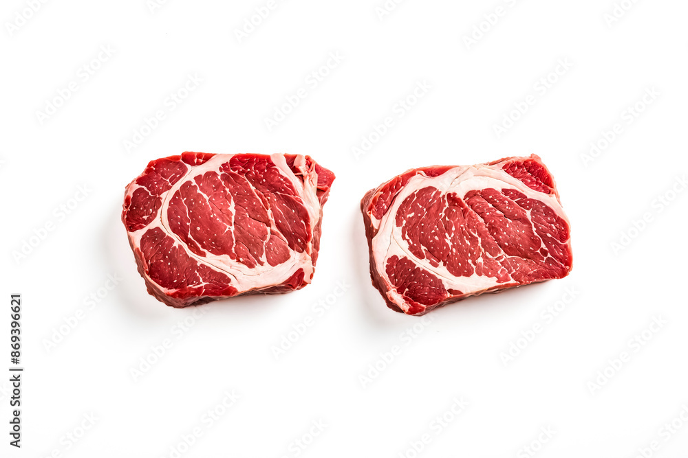 Raw Beef Steaks On White Background Raw Beef Steaks On White Background