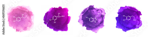Neurotransmitters vector illustration on watercolor background