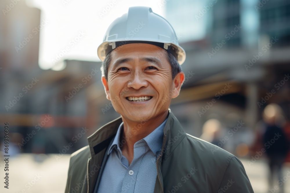 Smiling portrait of a mature businessman on construction site Smiling portrait of a mature businessman on construction site
