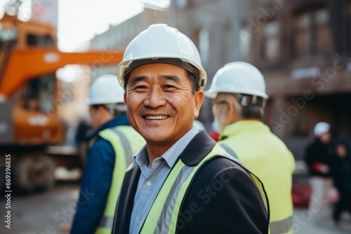 Smiling portrait of a mature businessman on construction site