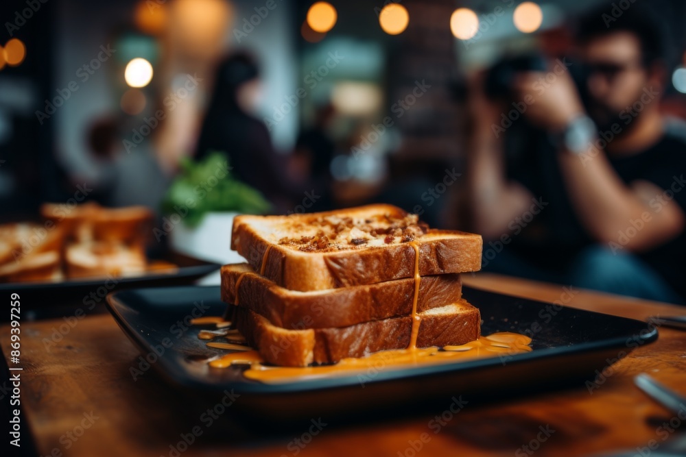Close up of toast in a restaurant Close up of toast in a restaurant