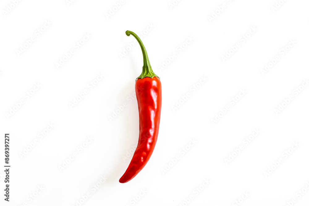 Single Red Chilli Pepper On White Background Single Red Chilli Pepper On White Background