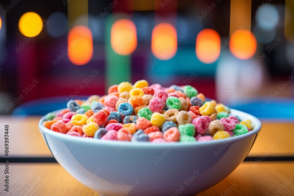 Close up of colorful cereal in a bowl Close up of colorful cereal in a bowl