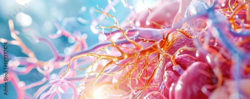 Detailed illustration of the human spleen, focusing on immunity and lymphocytes, realistic medical image, spleen anatomy photo