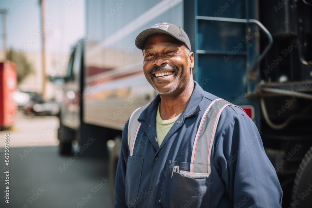 Portrait of a middle aged male sanitation worker Portrait of a middle aged male sanitation worker