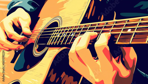 The music store is the strum of a guitar chord: Visualize someone playing a guitar, with the sound of a chord being strummed, symbolizing the musicality and passion of a music store