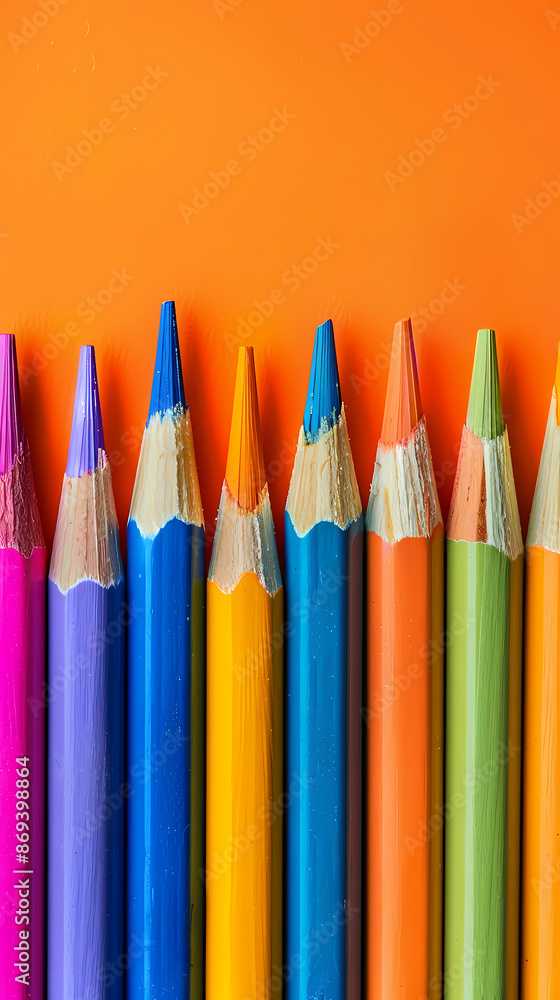 Colored pencils in a row Colored pencils in a row