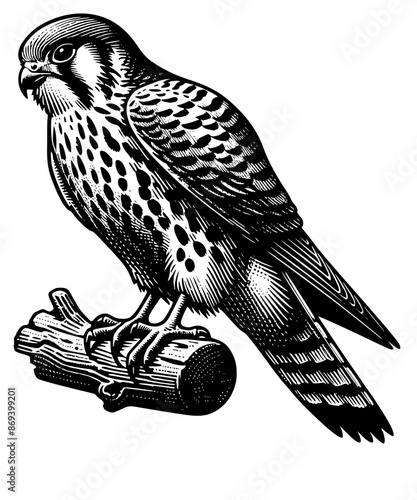 Kestrel Falcon Black And White Bird Retro