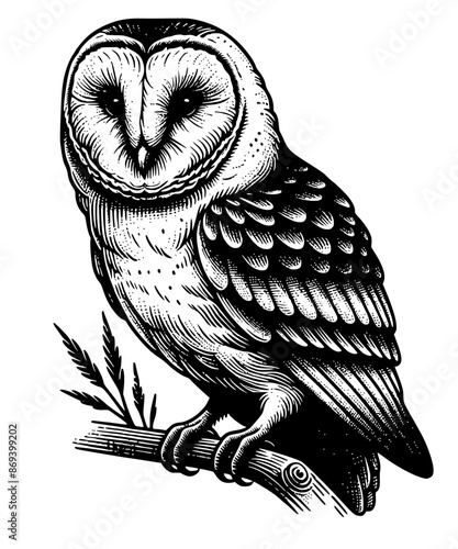 Barn Owl Black And White Bird Retro