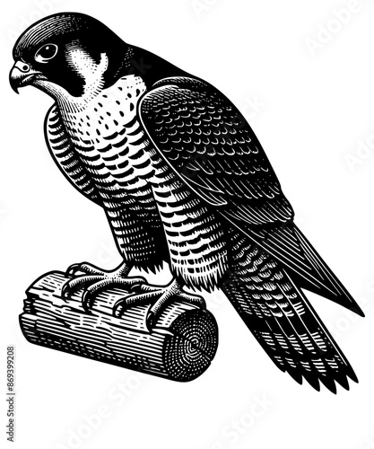 Peregrine Falcon Black And White Bird Retro