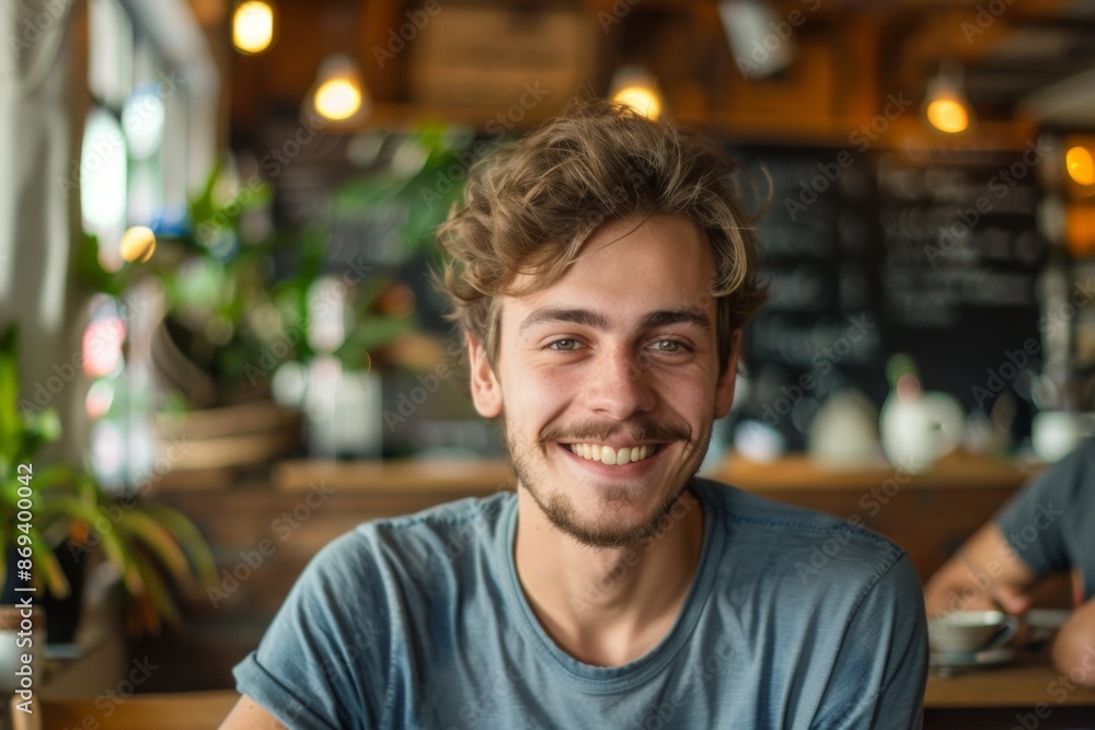 Portrait of a smiling young man in cafe Portrait of a smiling young man in cafe