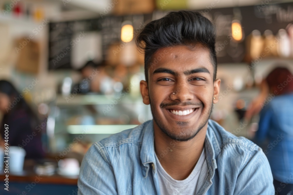 Portrait of a smiling young man in cafe Portrait of a smiling young man in cafe