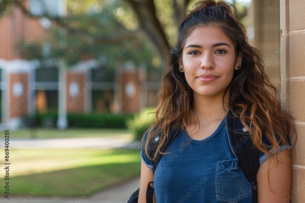 Portrait of a young female student on college campus Portrait of a young female student on college campus