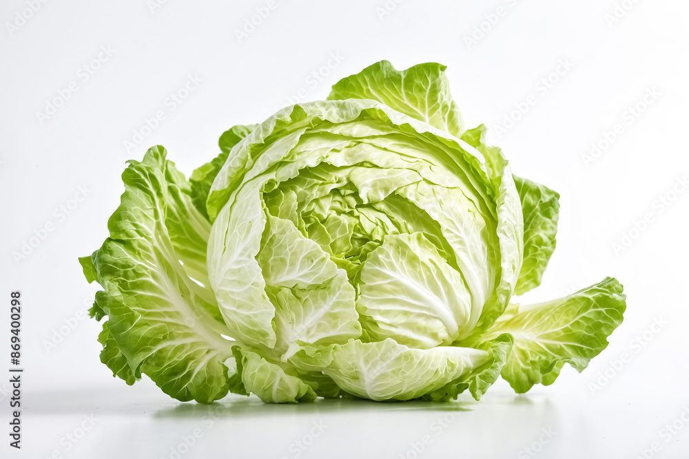 Green Cabbage on White Background Green Cabbage on White Background