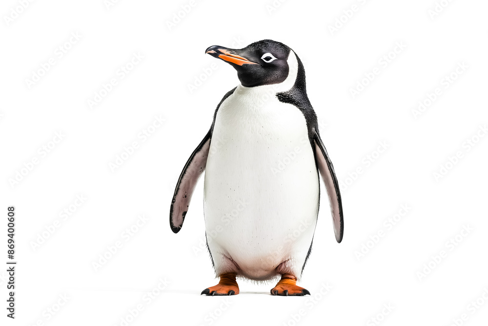 Fototapeta premium Gentoo Penguin Standing on White Background