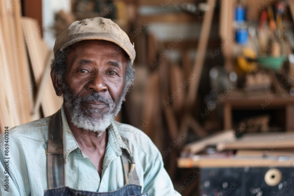 Portrait of a middle aged male carpenter in workshop Portrait of a middle aged male carpenter in workshop