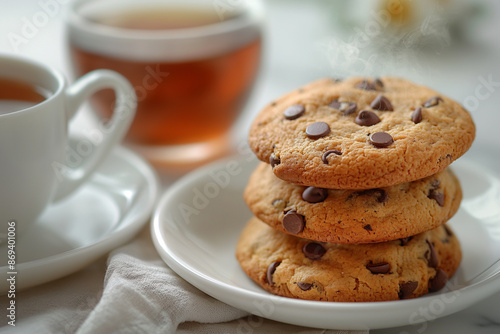 cup of tea and cookies photo