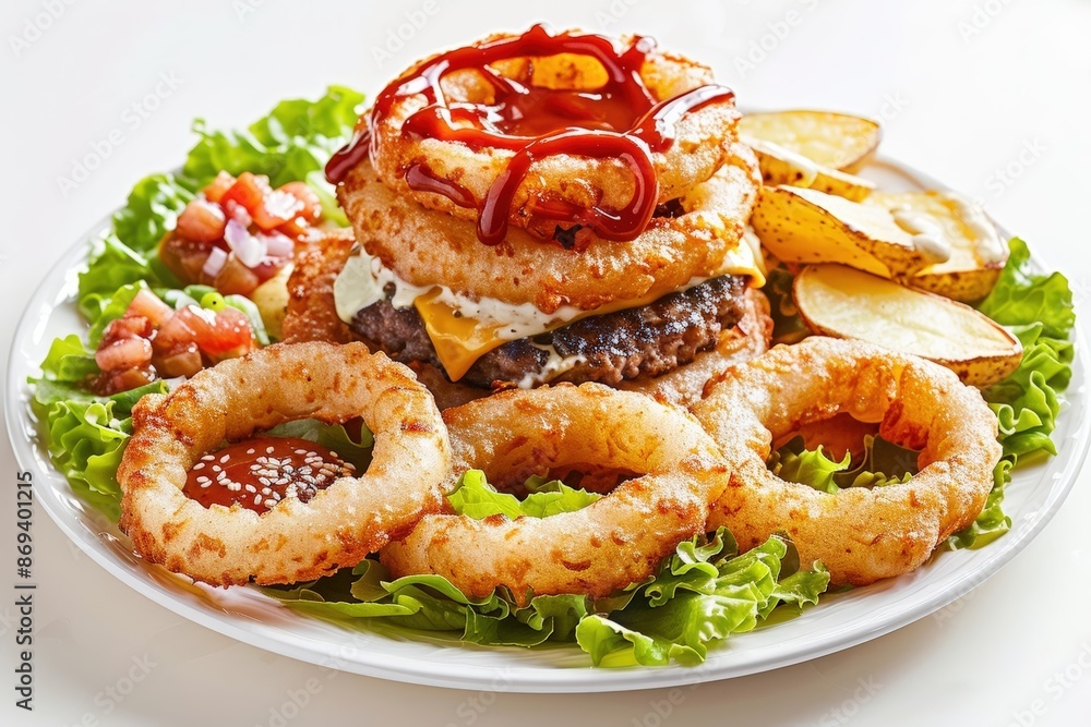 Delicious Cheese-Stuffed Onion Rings with Golden Potato Wedges Delicious Cheese-Stuffed Onion Rings with Golden Potato Wedges
