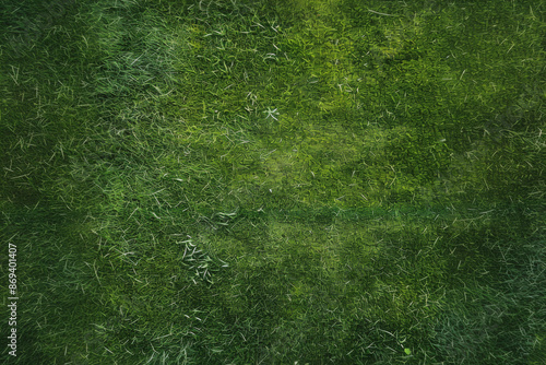 Top View of Green Grass Lawn, Perfect Texture for Banner or Wallpaper, Lush Meadow