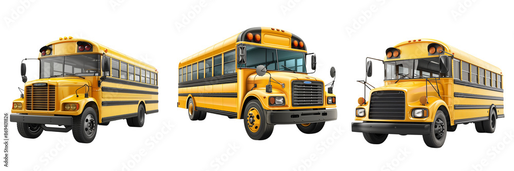 Yellow school bus isolated on transparent background Yellow school bus isolated on transparent background
