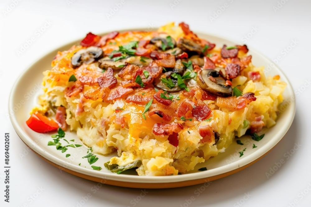 Cheesy Bacon Hash Brown Bake with Crispy Bacon and Velveeta Cheese Cheesy Bacon Hash Brown Bake with Crispy Bacon and Velveeta Cheese