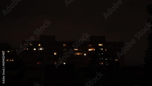 Wallpaper Mural Night 4k clip with violent lightning storm in the city Torontodigital.ca