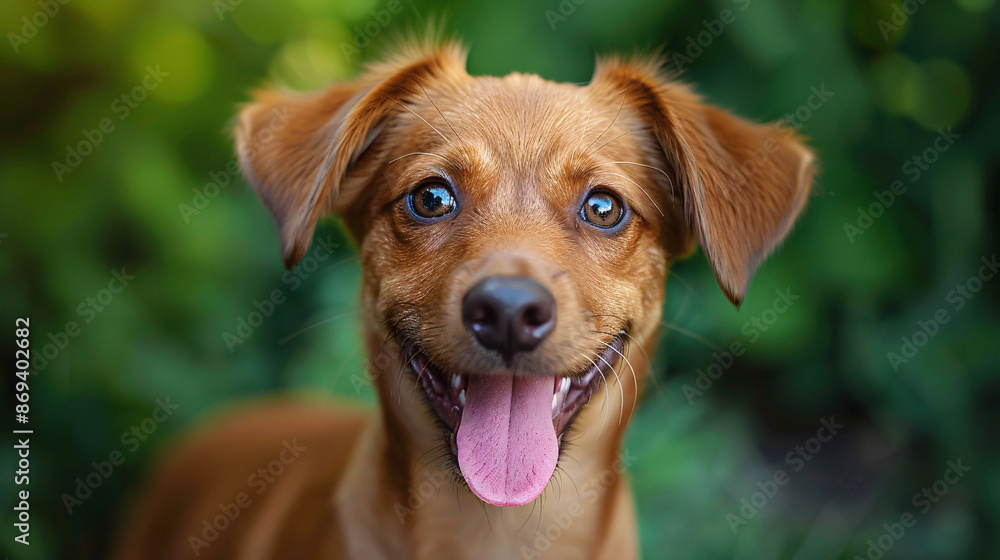 Portrait of a playful puppy dog looking at the camera with a colored background Portrait of a playful puppy dog looking at the camera with a colored background