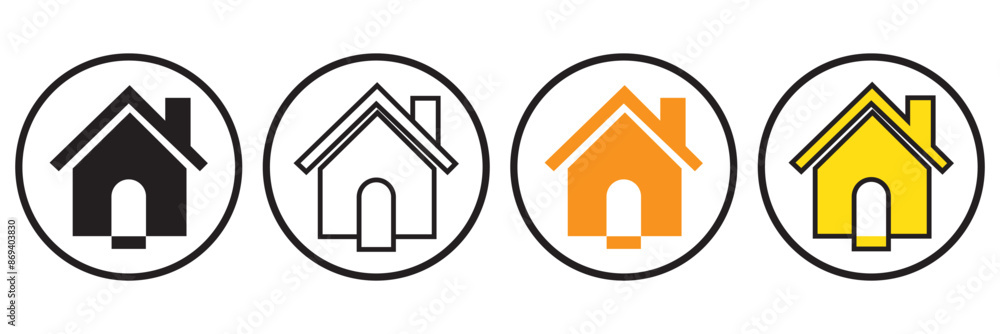 Collection home icons. House symbol. Set of real estate objects and houses black icons isolated on white background. Vector illustration. Collection home icons. House symbol. Set of real estate objects and houses black icons isolated on white background. Vector illustration.