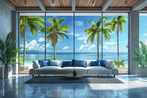 Modern Living Room with Stunning Ocean View