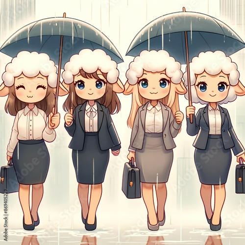 Business sheep on a Rainy Day2