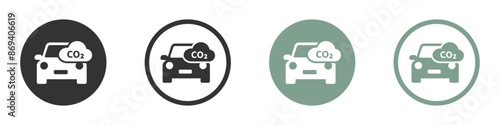 Car CO2 emissions vector icon collection