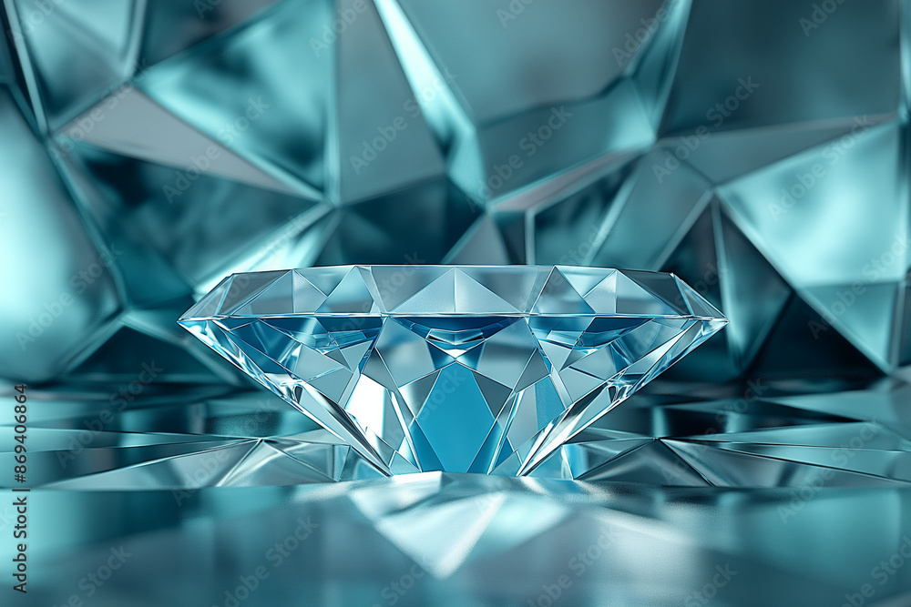 A stunning 3D render of a crystal podium, featuring a diamond-like structure with a blue hue. The podium is designed to display jewelry or luxury products. A stunning 3D render of a crystal podium, featuring a diamond-like structure with a blue hue. The podium is designed to display jewelry or luxury products.