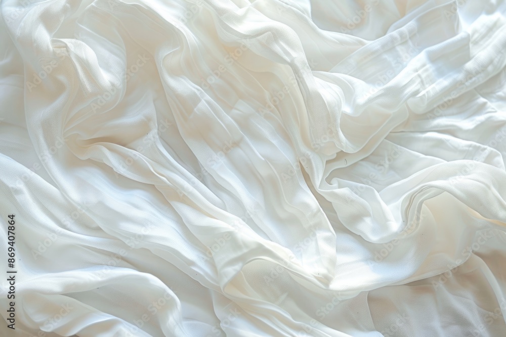 Fototapeta premium Sheets Background. Close-up of White Bedding Sheets with Copy Space