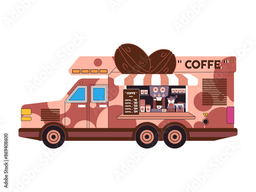 food truck coffee drink vehicle transport for store sell fresh beverage business sale