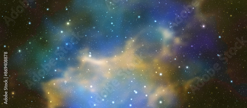 Space vector background with realistic nebula and shining stars. Magic colorful galaxy with stardust