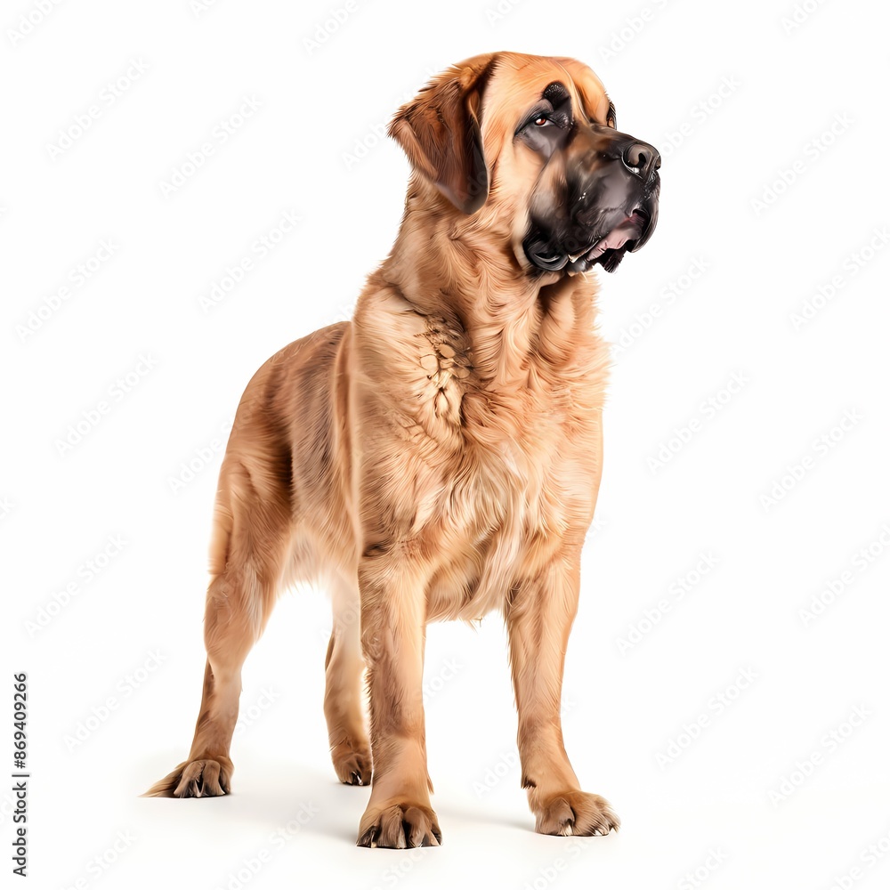 Spanish mastiff dog breed standing against white background, AI Generated Spanish mastiff dog breed standing against white background, AI Generated